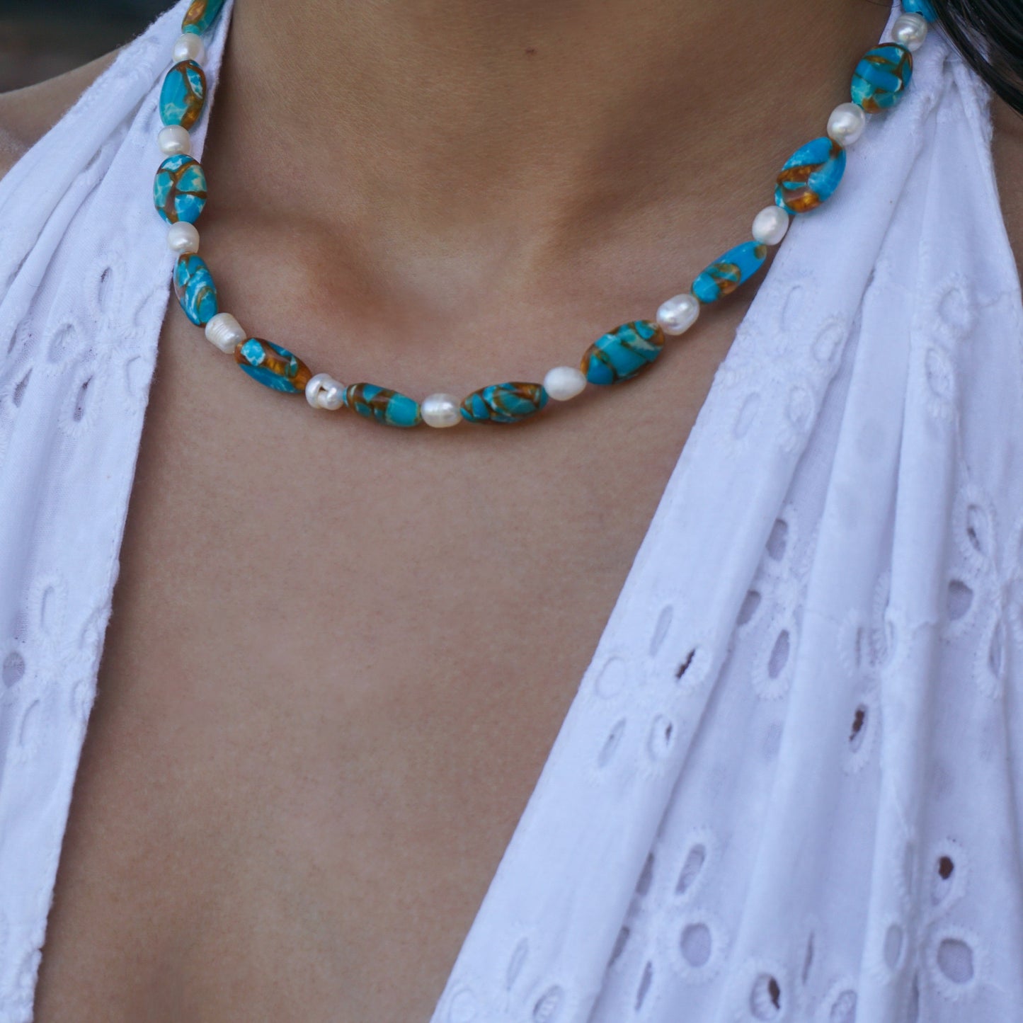 Tulum Turquoise Pearl Necklace