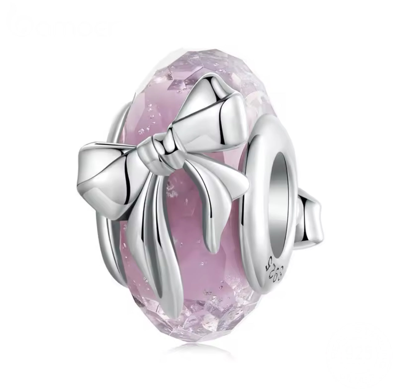 Pink Bow Murano Bead Charm