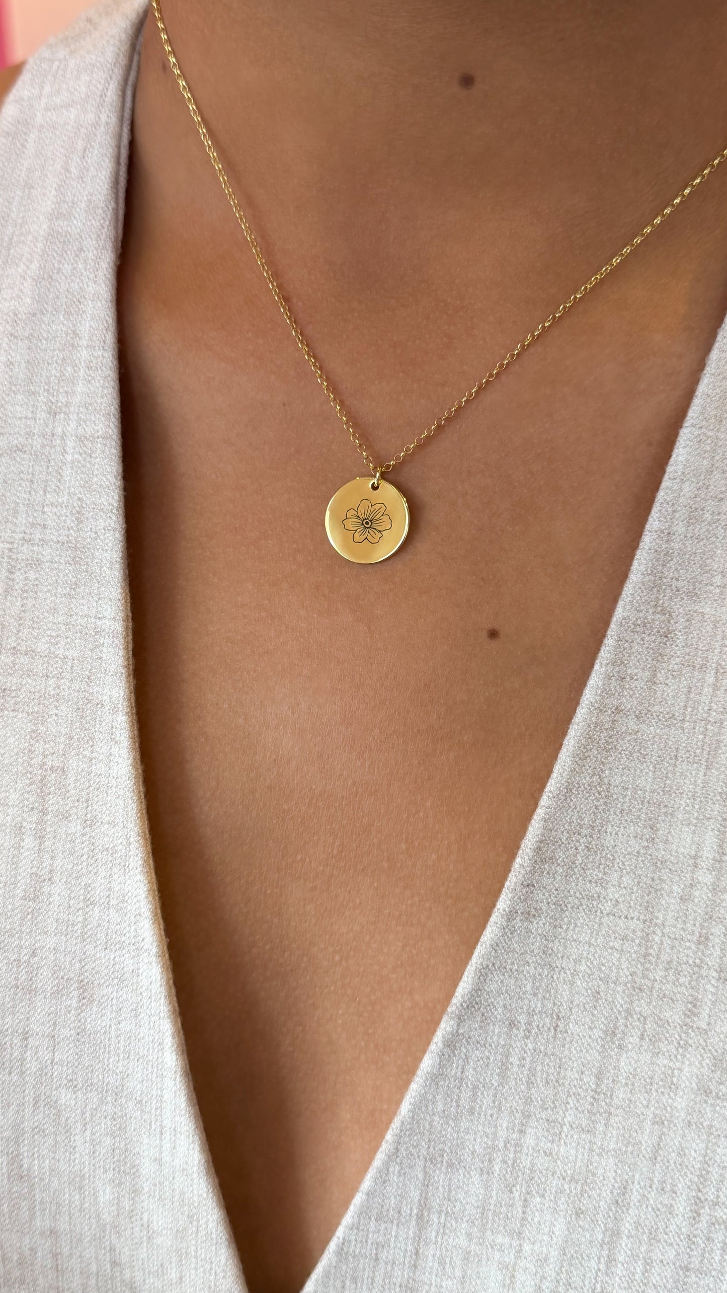 Oct Birth Month Flower Necklace - Cosmos