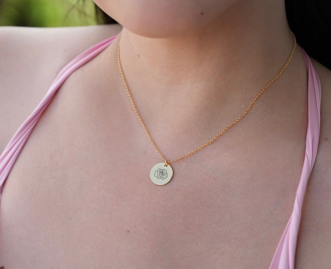 June Birth Month Flower Necklace - Rose