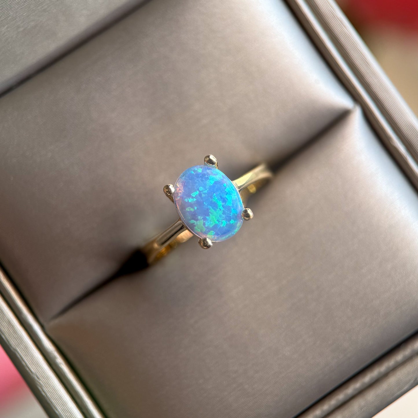 Glacier Light Blue Opal Ring
