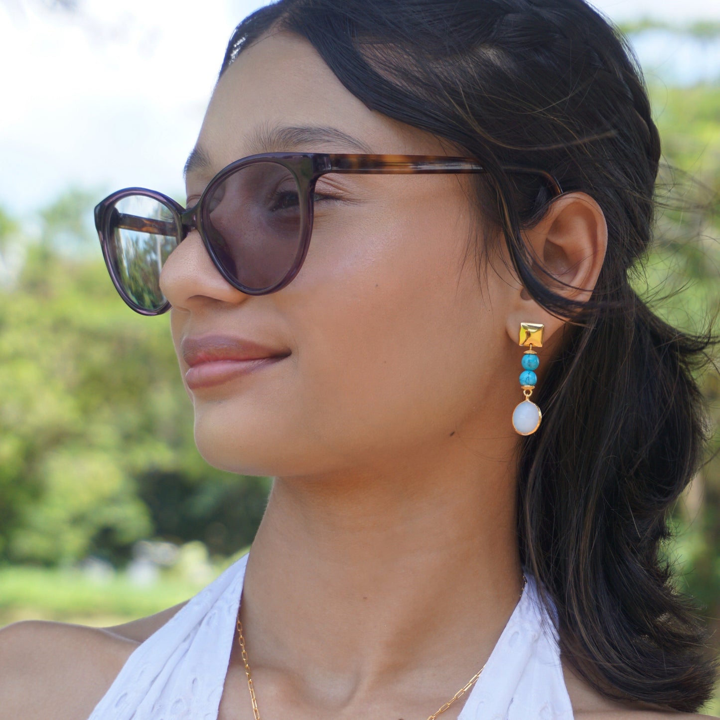 Tropez White Quartz Earrings