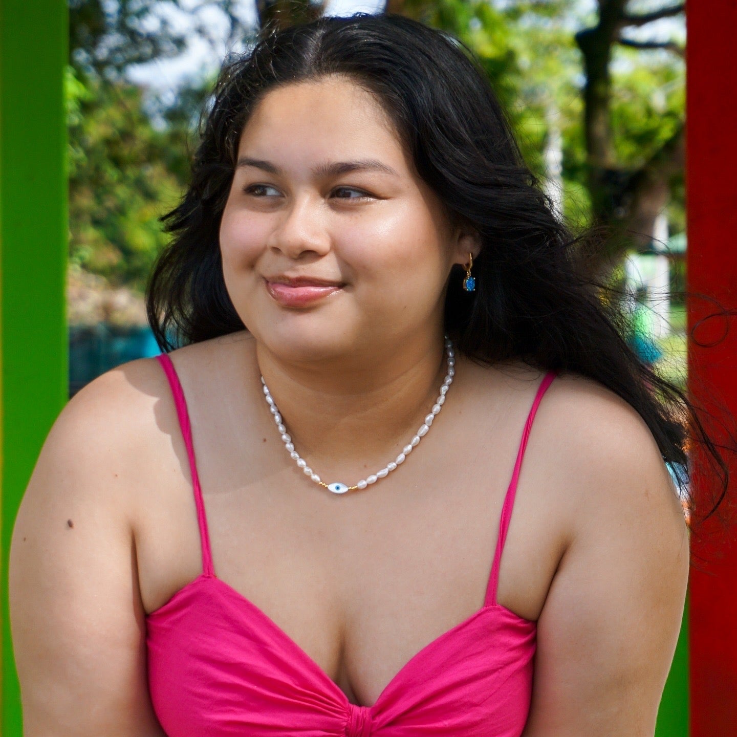 Ridge Evil Eye Pearl Necklace