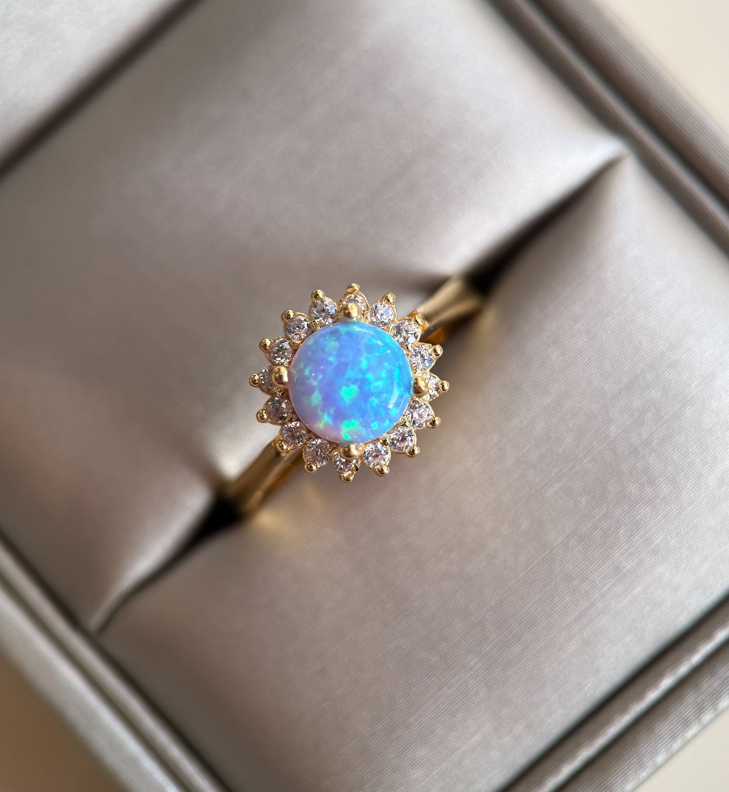 Andrea Light Blue Opal Ring