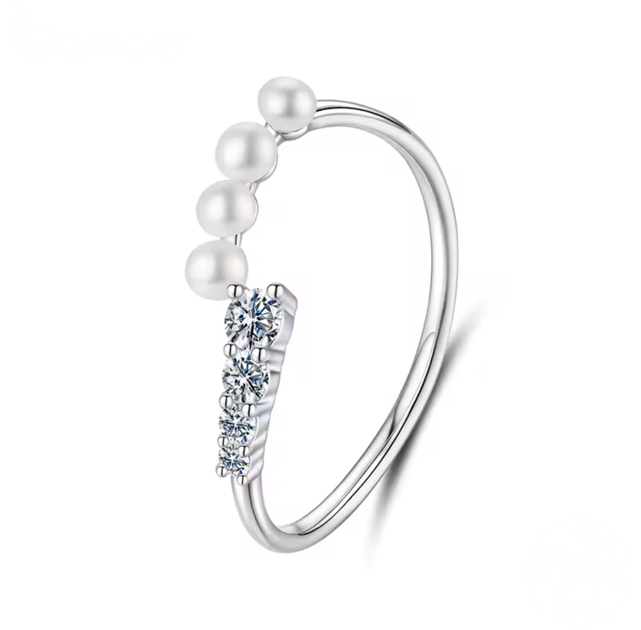 Amias Moissanite Pearl Ring