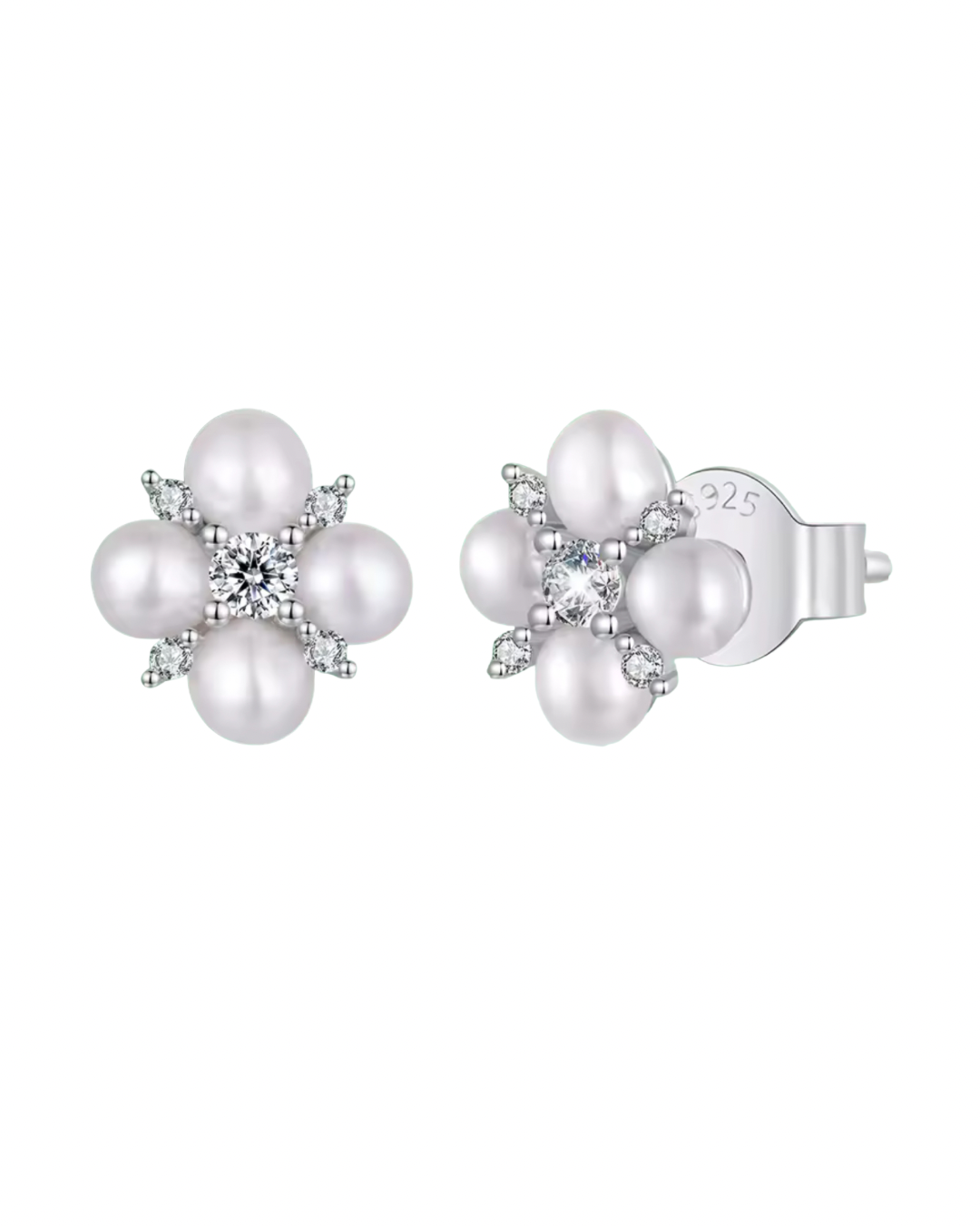 Amias Moissanite Pearl Stud Earrings