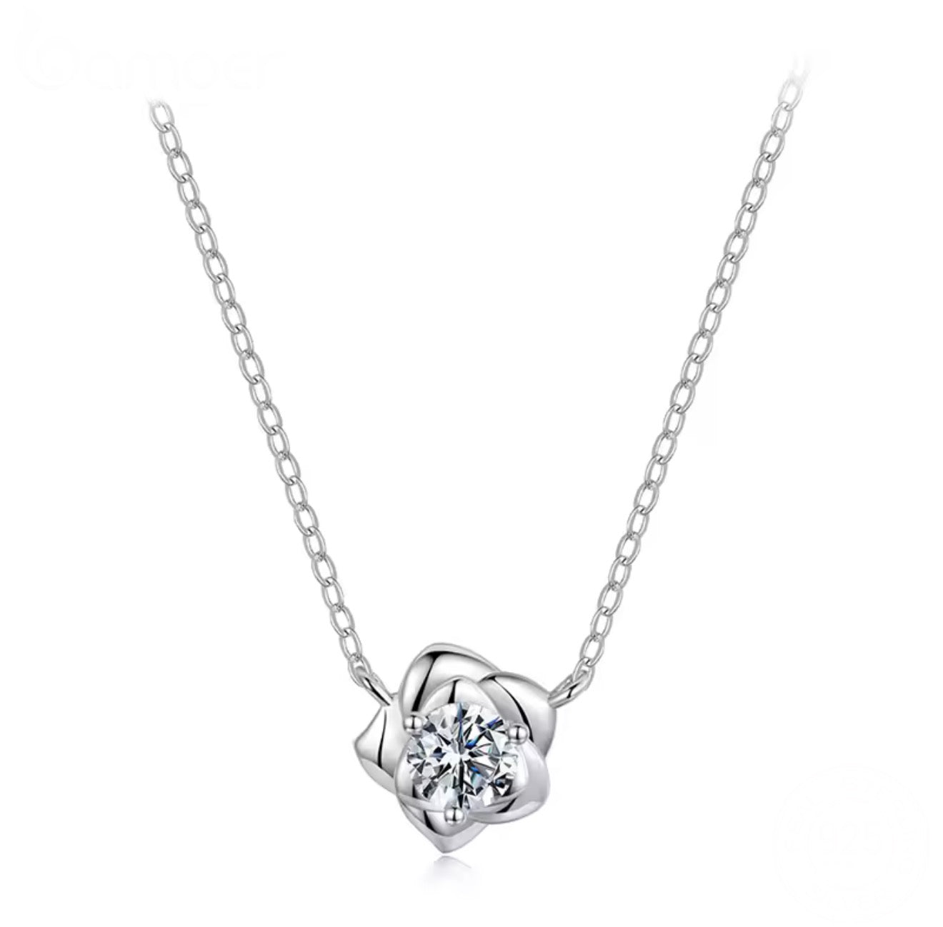 Begonia Moissanite Flower Necklace