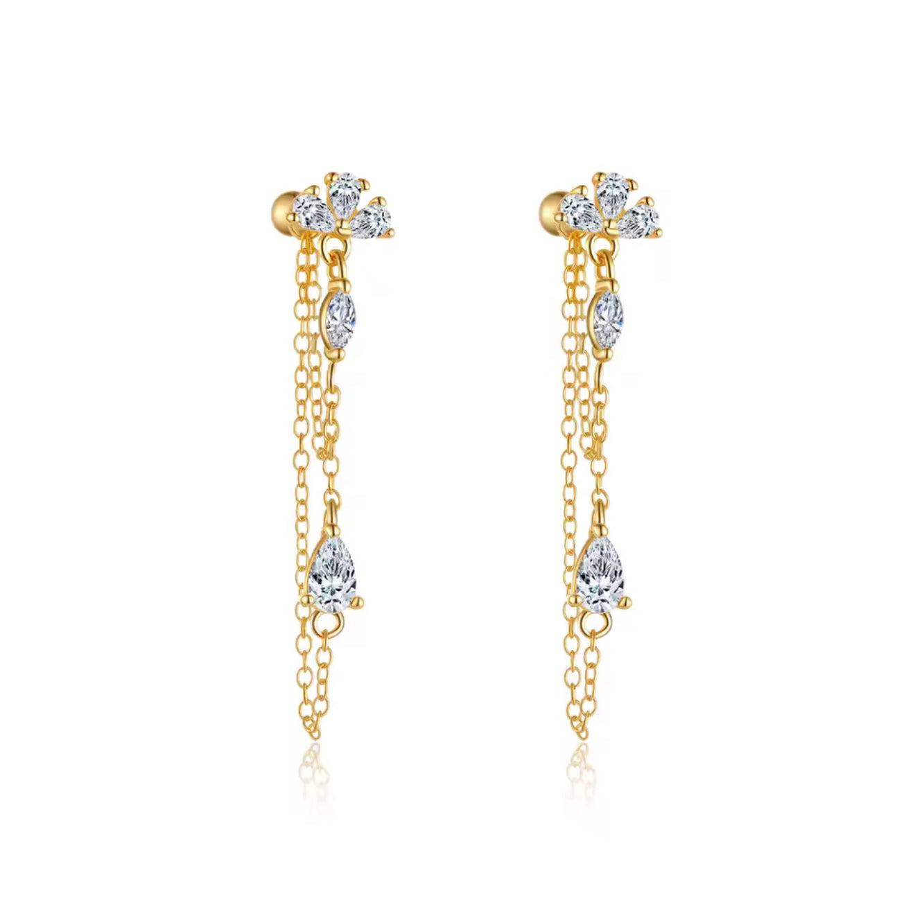 Jiles Ball-Back Chain Stud Earrings