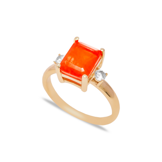 Maxima Orange Jadeite Ring