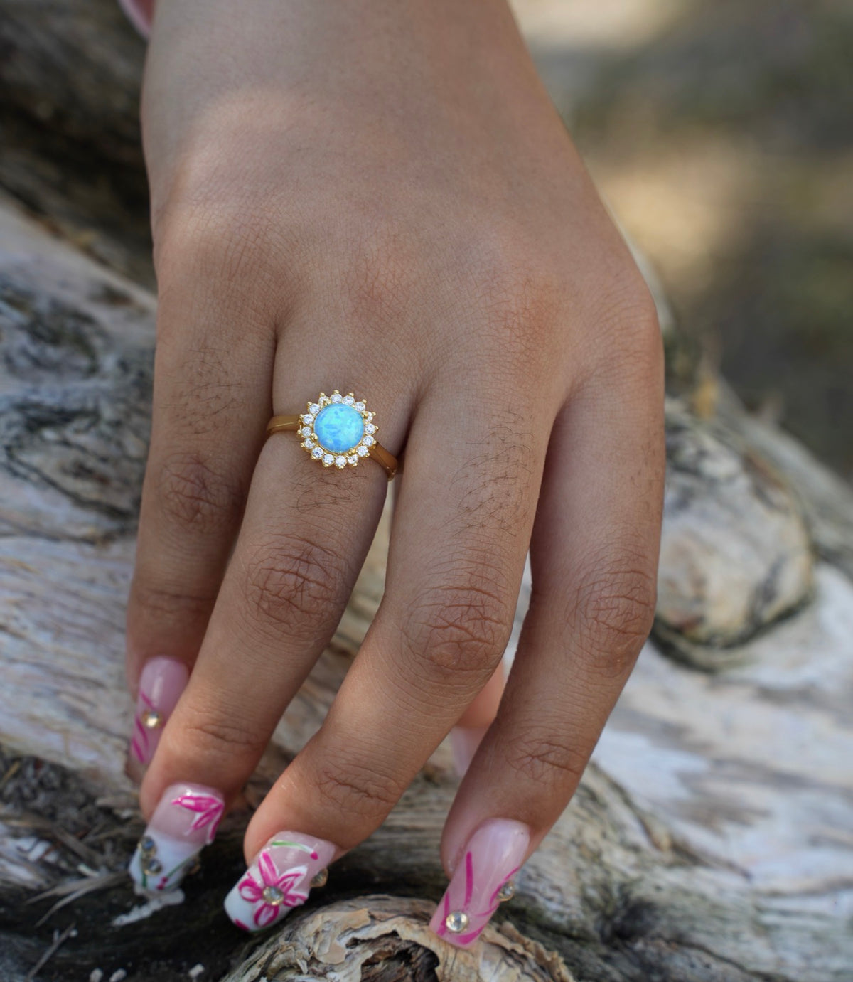 Andrea Light Blue Opal Ring