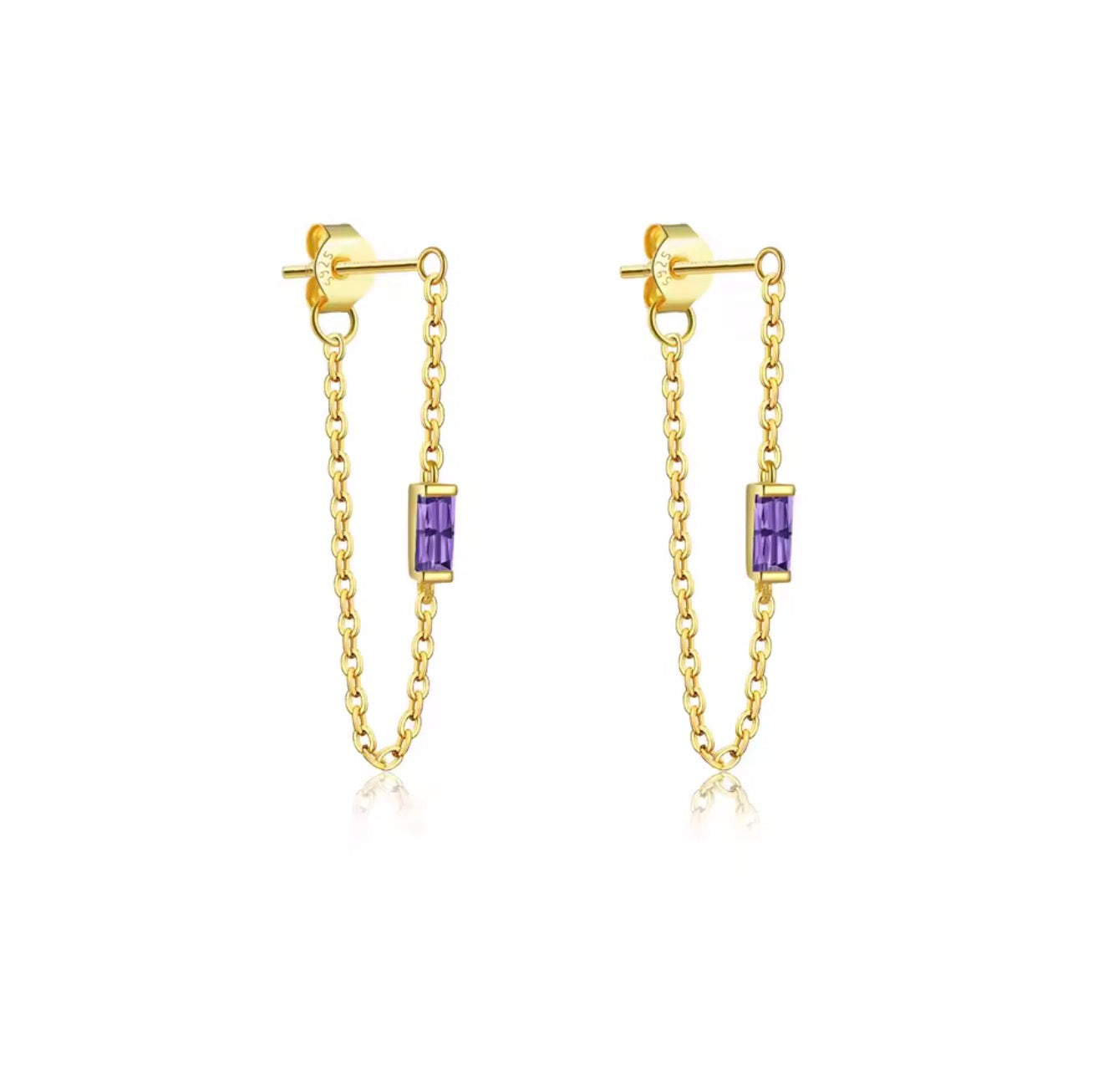 Leena Chain Studs Purple