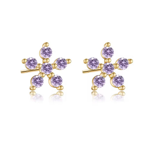 Ria Flower Studs Purple
