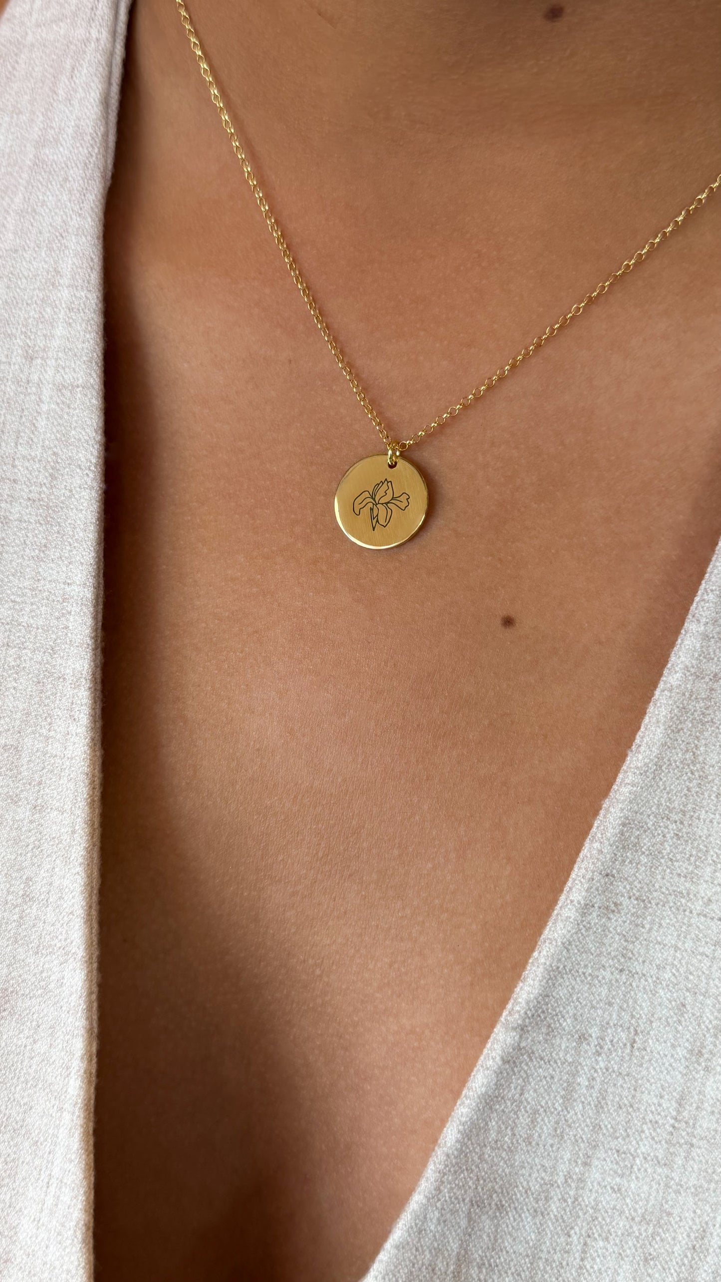 February Birth Month Flower Necklace - Iris