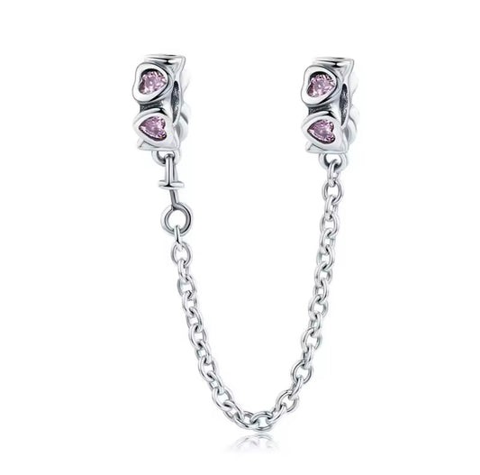 Pink Hearts Safety Chain