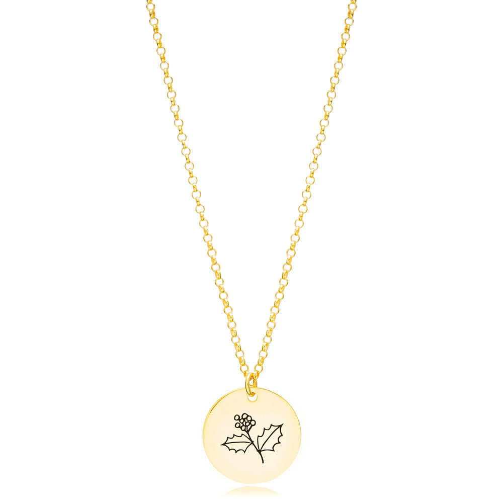Dec Birth Month Flower Necklace - Holly