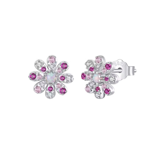 Fuchsia Flower Stud Earrings