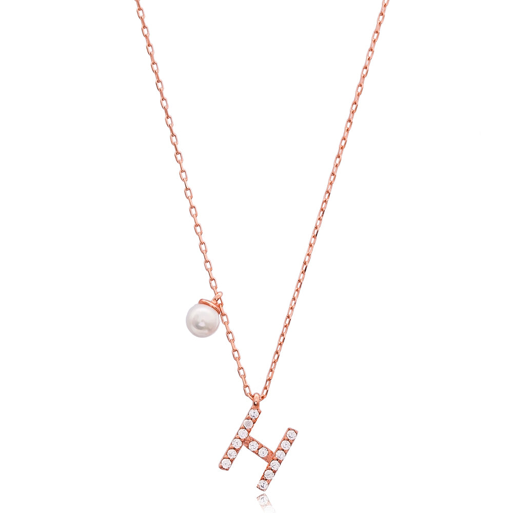 Letter Pearl Charm Necklace