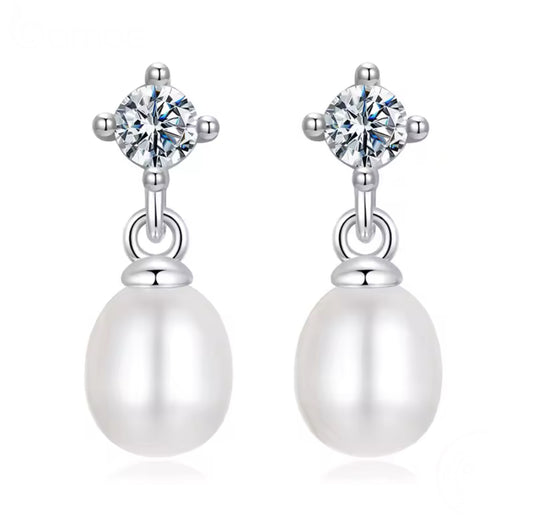 Rafaela Moissanite Pearl Earrings