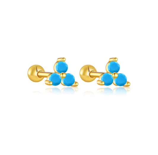 Venus Ball-back Stud Earrings - Turquoise