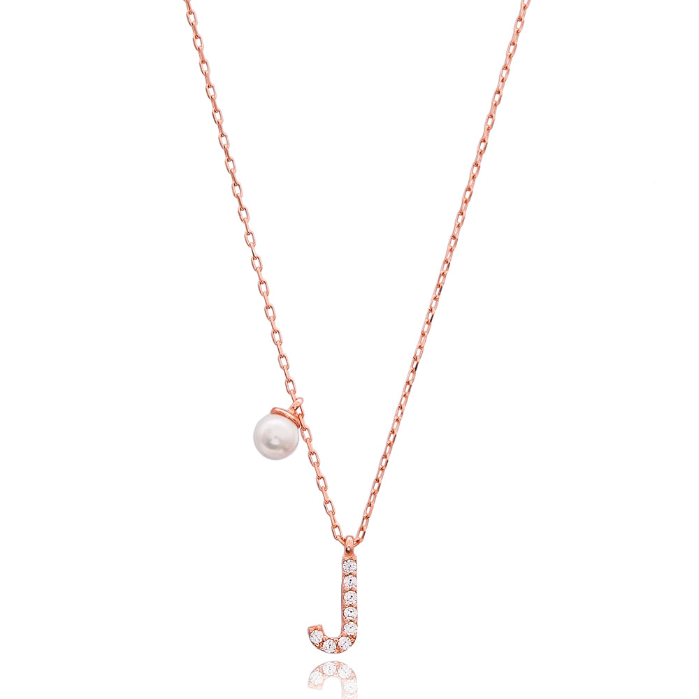 Letter Pearl Charm Necklace