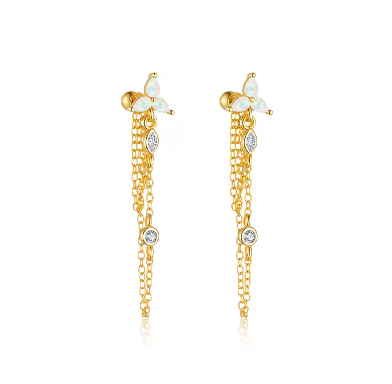Jaqui Ball-Back Chain Stud Earrings