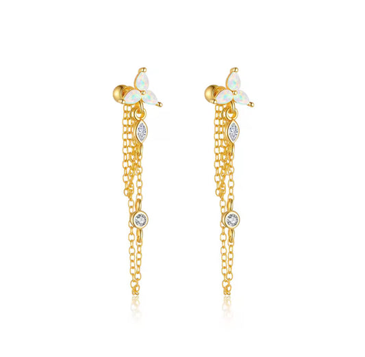 Jaqui Ball-Back Chain Stud Earrings