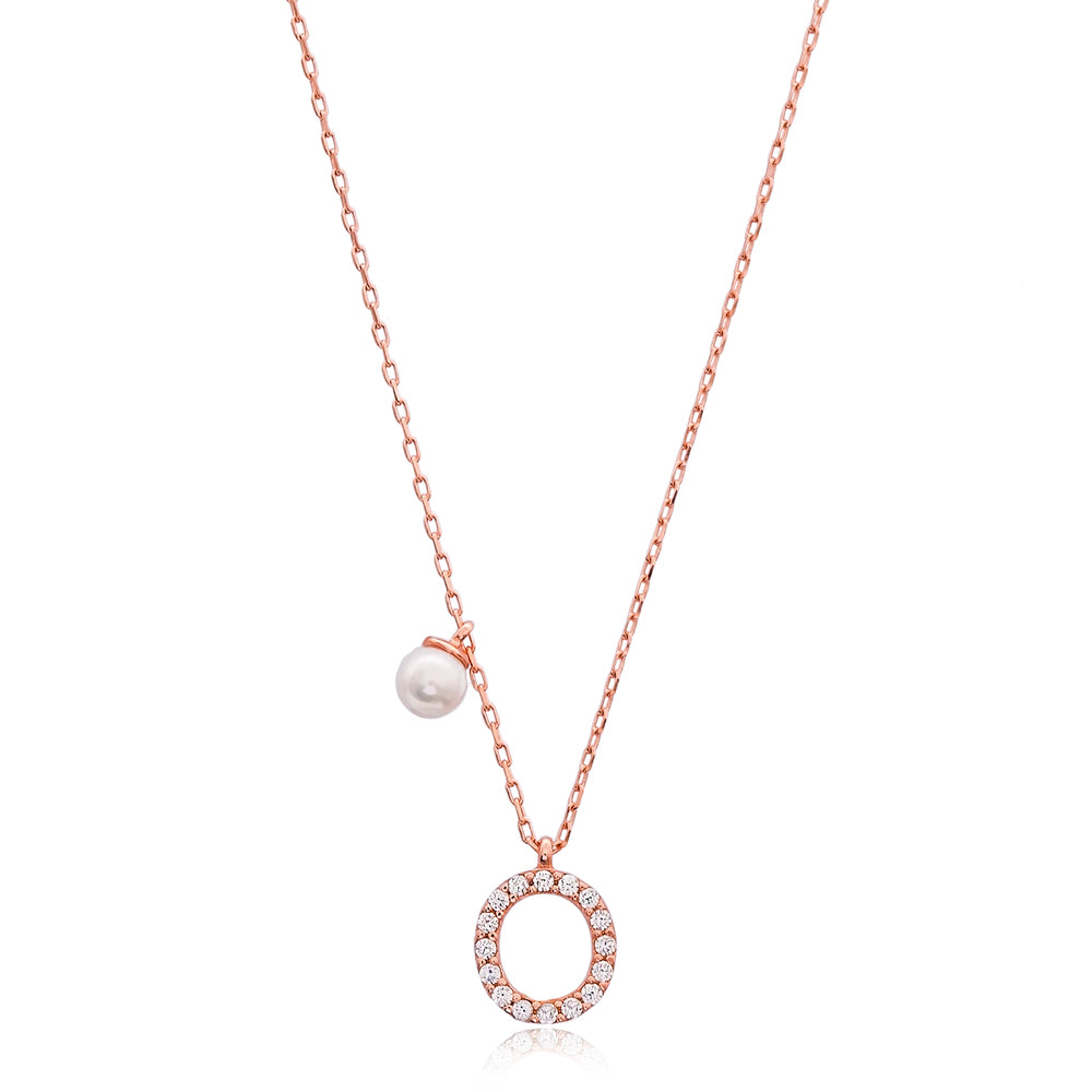 Letter Pearl Charm Necklace