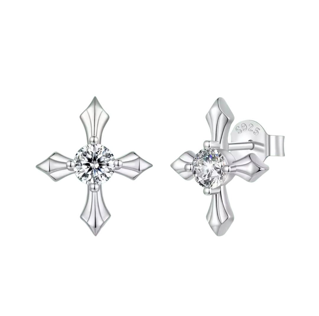 Selah Moissanite Cross Studs