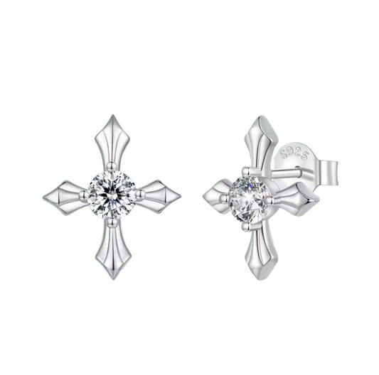 Selah Moissanite Cross Studs