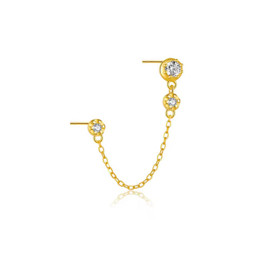 Asa Double Piercing Chain Studs - Single