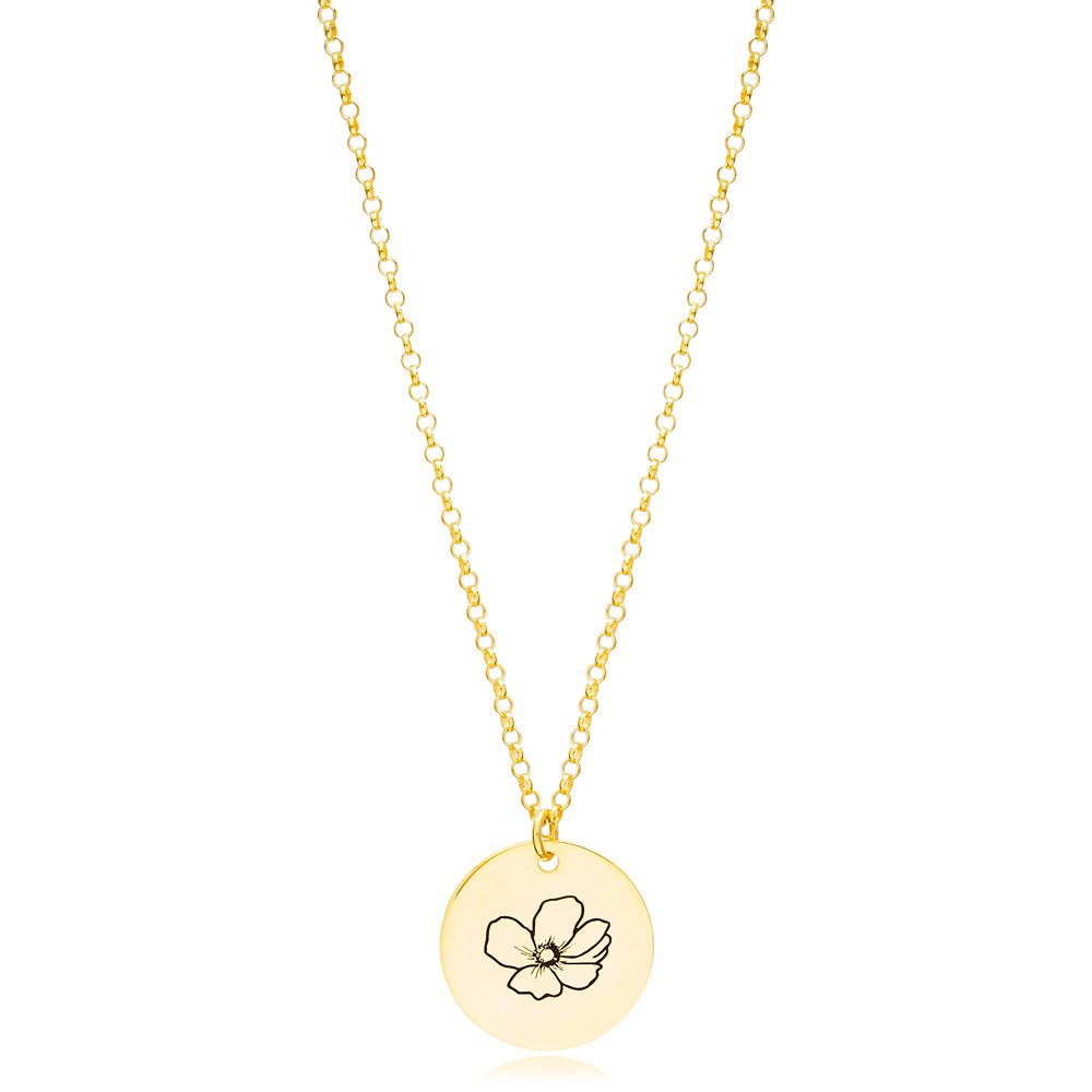 August Birth Month Flower Necklace - Poppy
