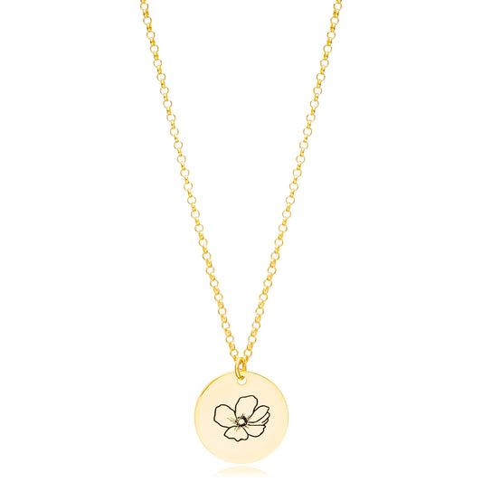 August Birth Month Flower Necklace - Poppy