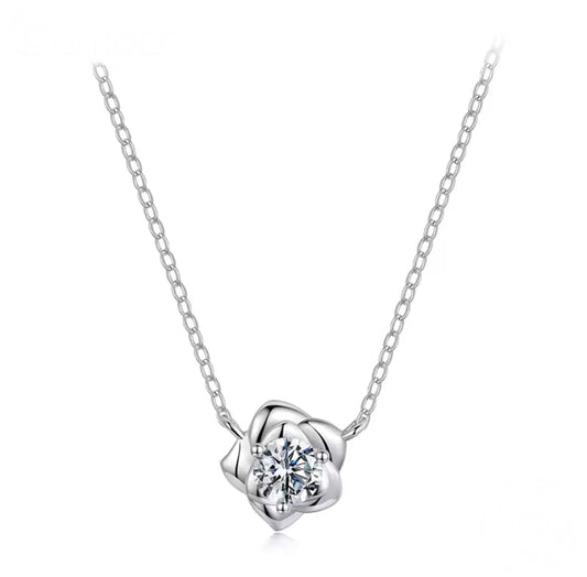 Begonia Moissanite Flower Necklace
