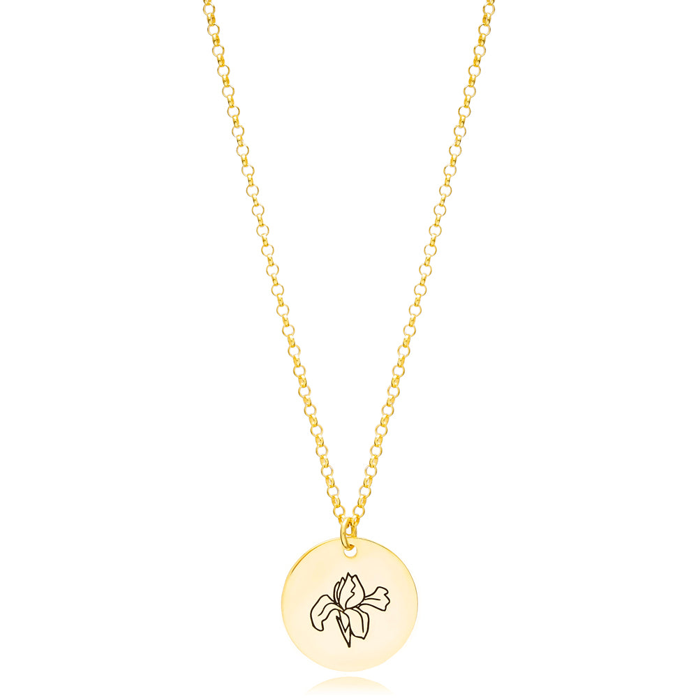 February Birth Month Flower Necklace - Iris
