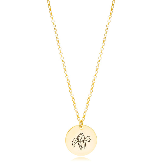 February Birth Month Flower Necklace - Iris