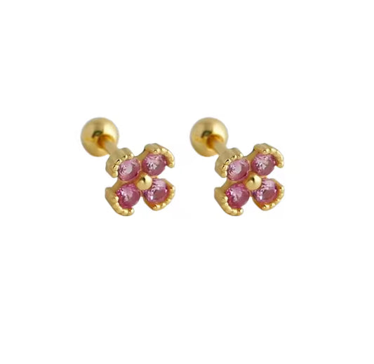 Fleur Pink Stud Earrings