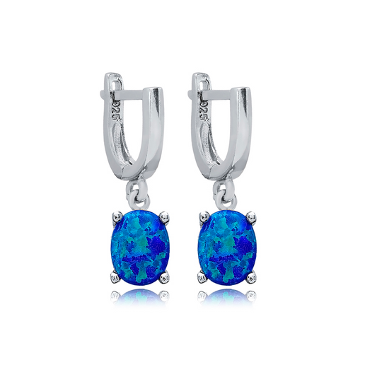 Glacier Blue Opal Earrings - Gold