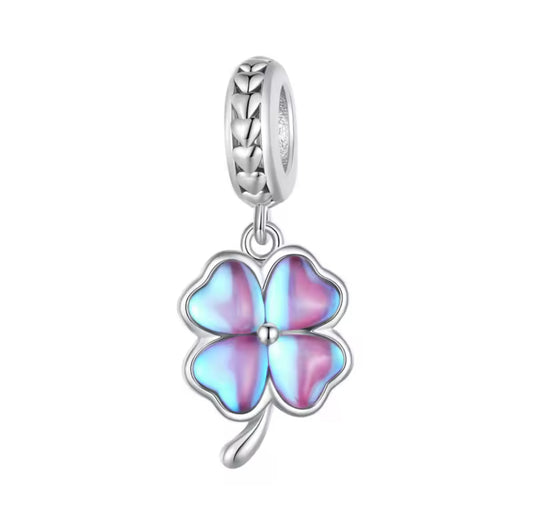 Iridescent Purple Clover Charm