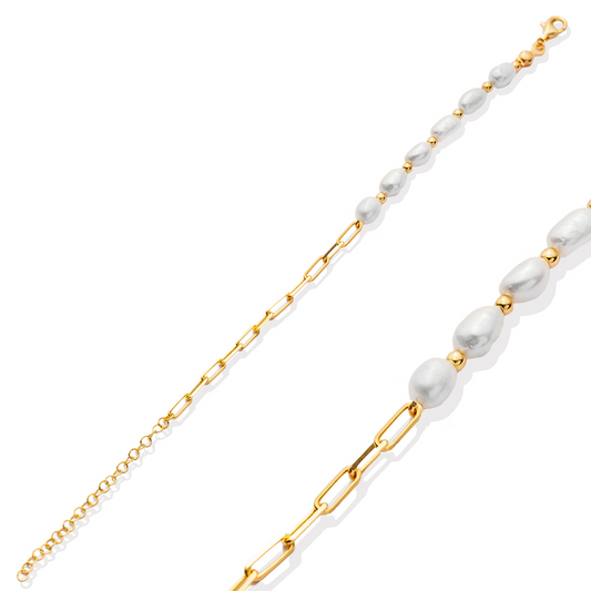 Lake Paperclip/Pearl Bracelet