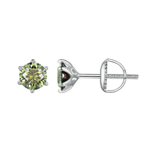Mencia Peridot Moissanite Stud Earrings