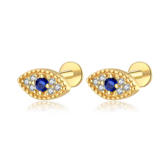 Saylor Flat-back Evil Eye Stud Earrings
