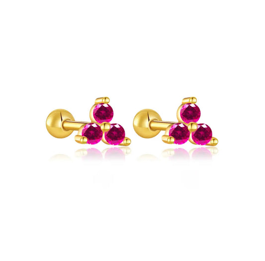 Venus Ball-back Stud Earrings - Cherry
