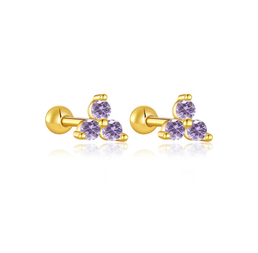 Venus Ball-back Stud Earrings - Purple