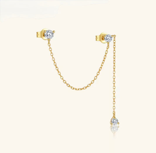 Verity Double Piercing Chain Stud Earring (Single)