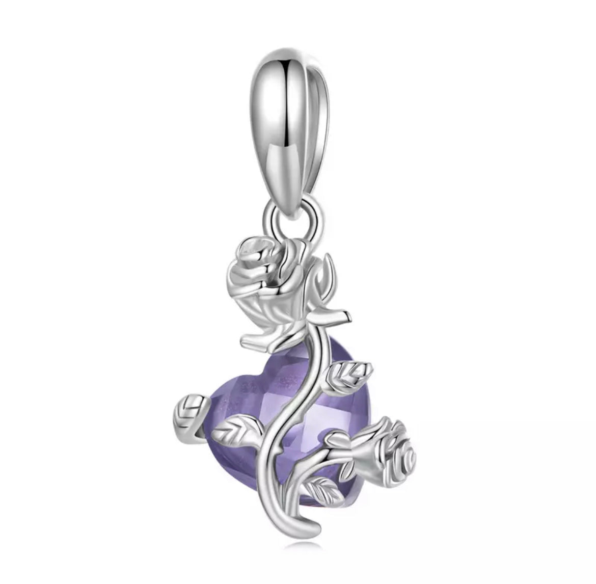 Purple Heart Rose Charm